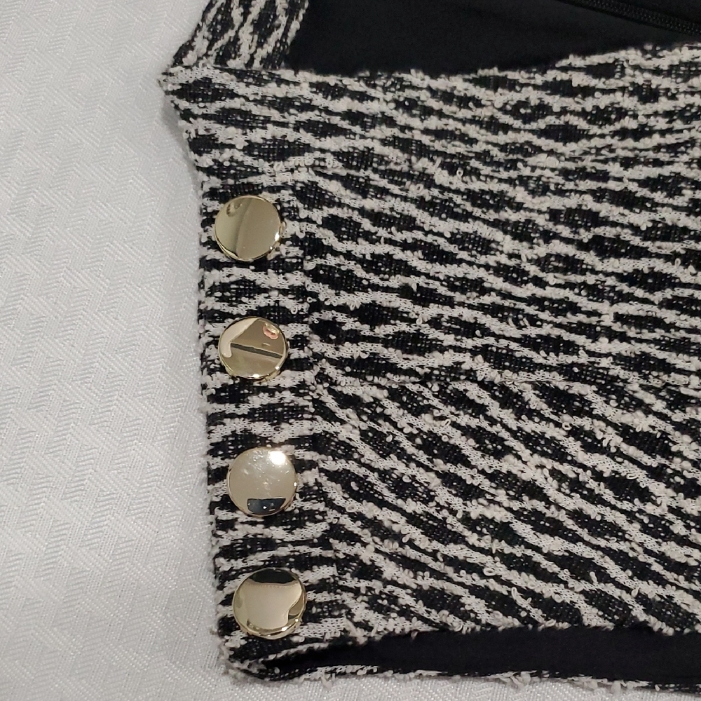 Andrew Marc Black and White Sleeveless Midi Dress - Picture 17 of 17